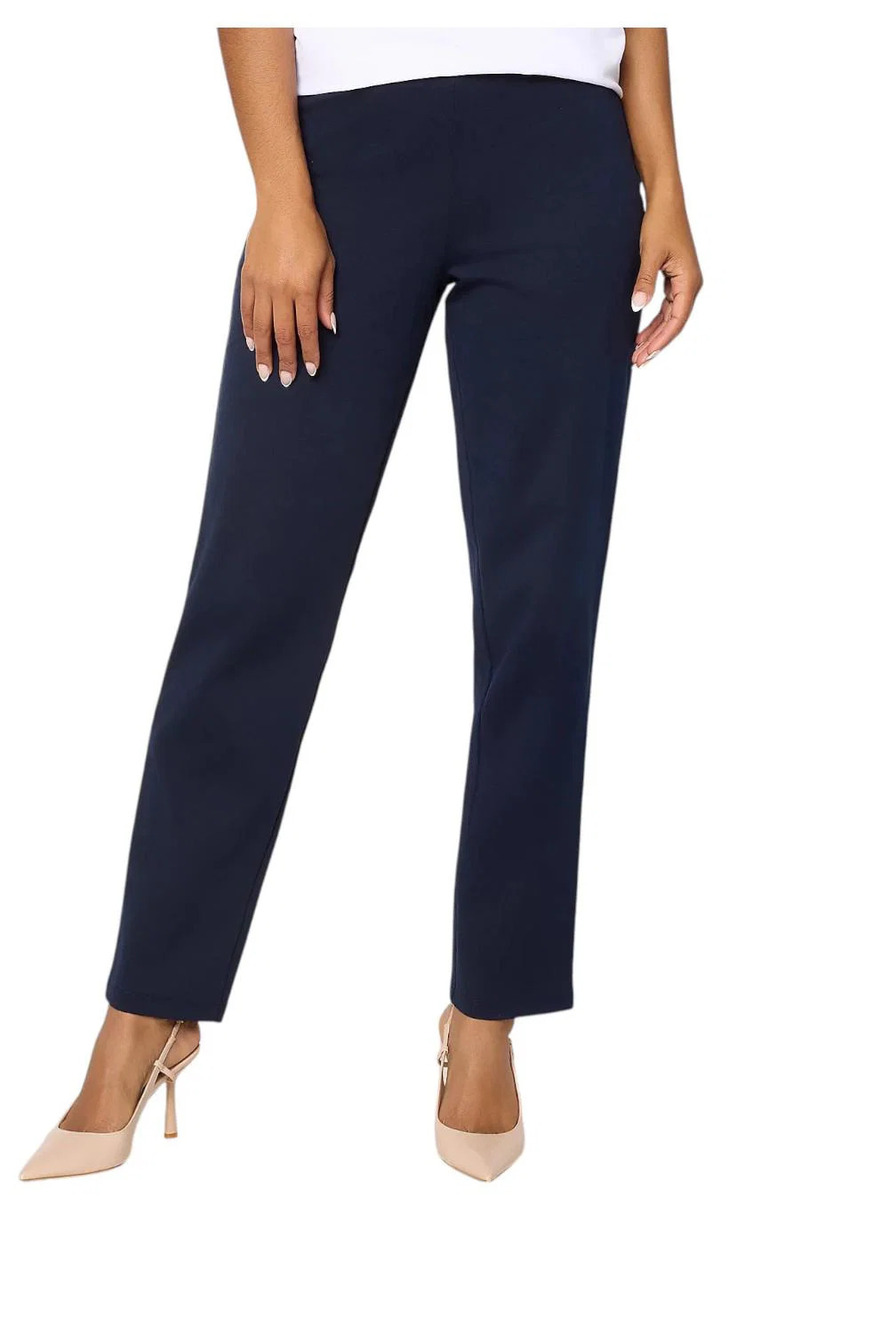 Susan Graver Navy Straight-Leg Pants